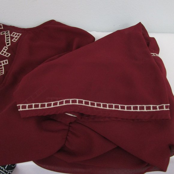 Papaya Sleeveless Maroon Embroidered Summer Dress - Picture 10 of 12